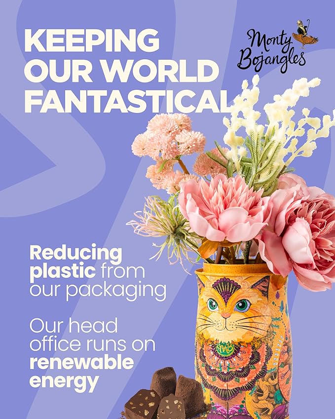 Monty Bojangles Spirit Blue Cocoa Dusted Truffles Cat Tin (4.37 oz) - Coconut Crush Luxury Chocolatey Truffles - Collectable Cat Tin Chocolate Gift
