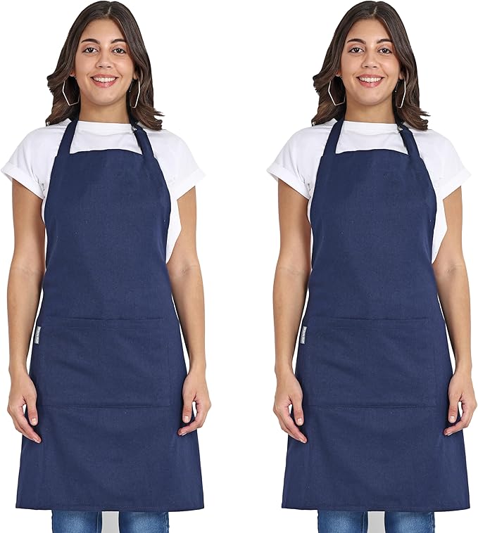 Chef Apron, Recycled Cotton Kitchen Apron with an Adjustable Neck with Long Ties, for cooking, baking