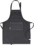 AMOUR INFINI Cotton Solid Aprons for Women with Pocket, Adjustable Strap and Waist Ties Washed Chef Aprons for Cooking, Baking and Gardening (27.5 x 33 Inches - Gray)