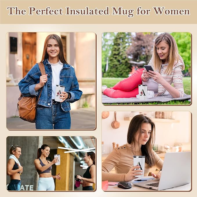 20 Oz Insulated Coffee Cup with Lid Car Tumbler Travel Mug Women Female Teacher Birthday Christmas Holiday Xmas Personalized Unique Custom Inexpensive Present Im Sorry You Are My Sunshine Initial Gift