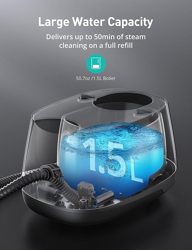 Steam Cleaner, 293°F 58 PSI Powerful Multipurpose Handheld Steam Mop for Home Use, 21 Attachments, 50Oz Capacity, Heavy Duty Steamer for Carpets, Floors, Cars, Tiles, Crack Cleaning, Light blue