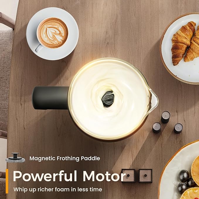 Milk Frother and Steamer, 6 in 1 Milk Steamer and Milk Warmer, 17oz Auto Shut Off Electric Frother with Touch Screen, Hot/Cold Foam Maker for Coffee, Latte, Cappuccino, Hot Chocolate