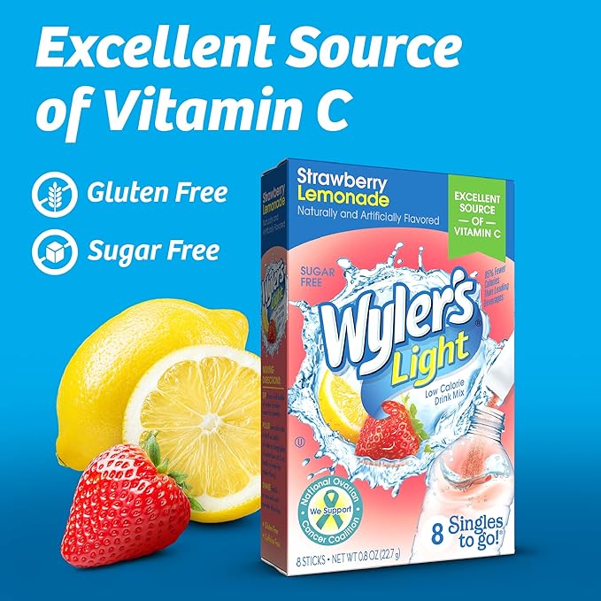 Singles Tо Go Powder Packets, Wаter Drink Mix, Strawberry Lemonade, 96 Singlе Servings (Pack of 12) Strawberry Lemonade