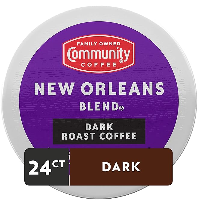 Community Coffee New Orleans Blend 24 Count Coffee Pods, Special Dark Roast, Compatible with Keurig 2.0 K-Cup Brewers, 24 Count (Pack of 2)
