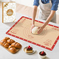 Non-Slip Silicone Baking Mat - 20x28 inch Extra Thick Pastry Mat with Measurements for Sourdough, Macarons, Bread, Pizza, Dough Rolling, Kneading, Oven Mat Heat Resistant to 480°F Gift for Baker