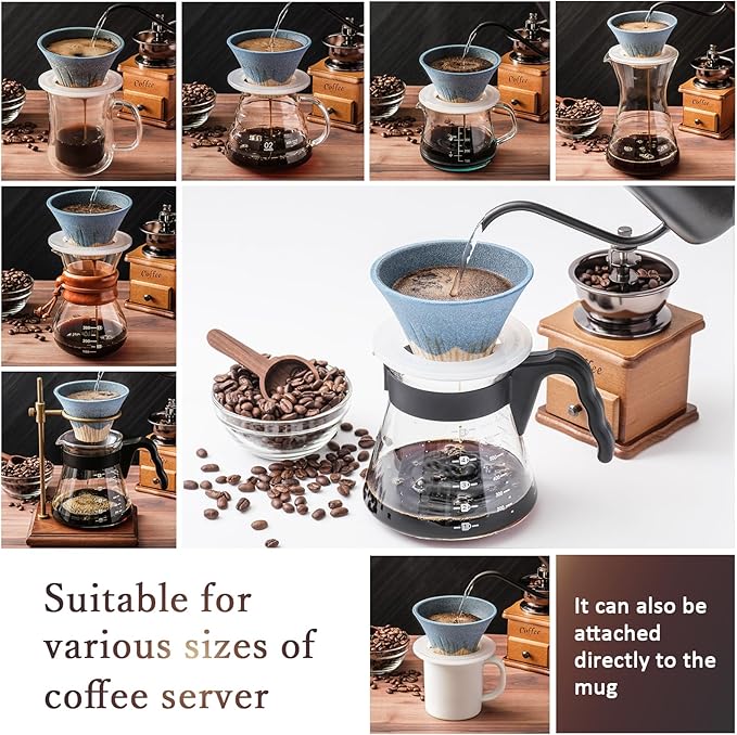 Ceramic Reusable Coffee Filter Dripper Paperless Sustinable Mt. Fuji Made in Japan (Green)