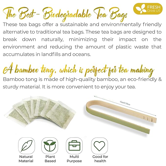 FreshDrinkUS, Premium 15 Mullein Leaf Tea Bags For Lung, 100% Natural & Pure from Mullein Leaves. Loose Leaf Mullein Herbal Tea. Made with Natural Material Tea Bags. No Sugar, No Caffeine, No Gluten, Vegan.