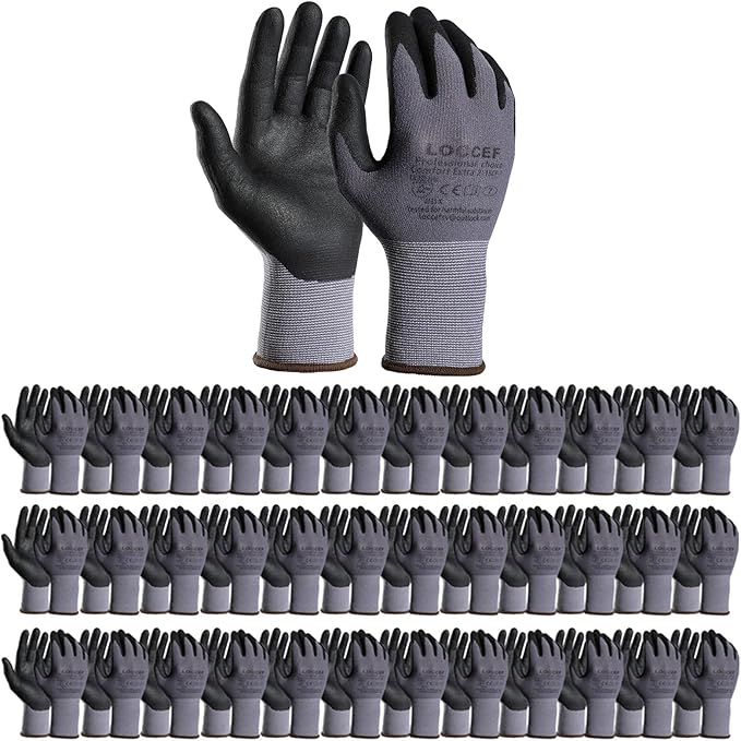Safety Work Gloves MicroFoam Nitrile Coated-12 Pairs,Seamless Knit Nylon Gloves,Home Improvement,Micro-Foam Gloves