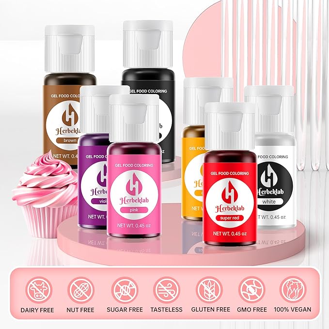 Gel Food Coloring - 10 Colors x 0.45 oz Concentrated Gel Based Food Dye Vibrant Icing Colors Professional-Grade Neon Food Color for Baking Cake Decorating Cookies Fondant