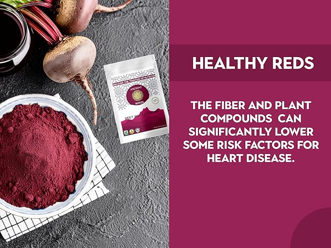 Ancient Roots Beet Root Powder - Freeze - Dried, All-Natural, No Sugar Added, Heart Health Support, Help Boost Stamina Naturally, Natural Food Coloring, Beets, Bulk Size 10.5 Ounces (75 Servings)