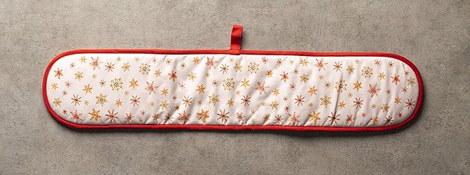 Maison d' Hermine Double Oven Mitts 100% Cotton 7"x35" Double Oven Mitt Heat Resistant BBQ Cooking Gloves with Loop, Baking, Grilling, Home, Kitchen, Handling Hot Pans (Crystal Star)