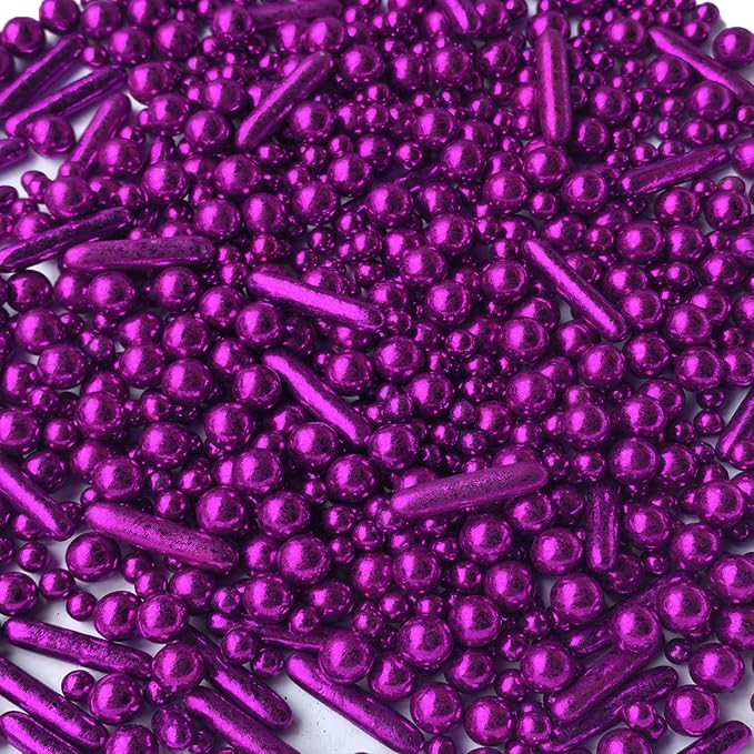 Sprinkles Purple Pearl Sugar Candy Mix Size Baking Cake Decorations Cupcake Toppers Celebrations Shaker Jar Wedding Shower Party (130g/4.2oz）