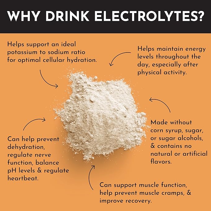 JUST INGREDIENTS Mango Lemonade Electrolyte Drink Mix - Coconut Water, Sea Salt, Trace Minerals - 30 Servings