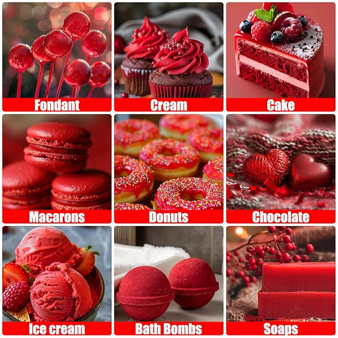 Oil Based Food Coloring for Chocolate - 50ml Red Upgraded Edible Oil Based Food Dye for Cake Decorating, Baking, Candy Melts, Cookie, Icing Frosting, Fondant, Meringues - 1.69 Fl.Oz Bottles