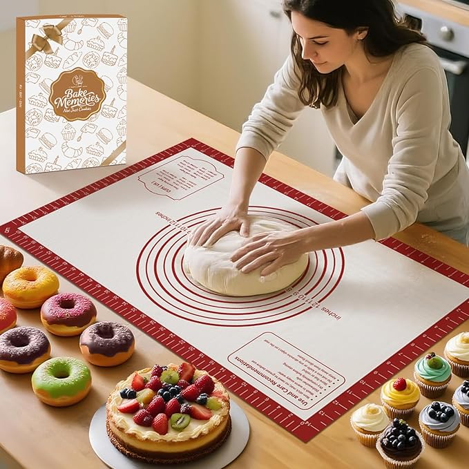 Silicone Baking Mat,Non Stick Pastry Dough Mat for Rolling, Macarons Baking Mat, Pie Crust Bread Pizza Mat, Counter Mat