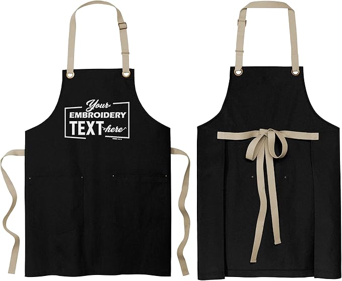 TEEAMORE Custom Embroidered Kitchen Apron Add Your Name Logo Design Cooking Baking Kitchen Chef Apron Gifts