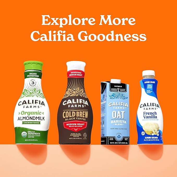 Califia Farms - Pumpkin Spice Oat Barista Blend Oat Milk, 32 Oz (Pack of 6), Shelf Stable, Dairy Free, Plant Based, Vegan, Gluten Free, Non GMO, High Calcium, Milk Frother, Creamer, Oatmilk