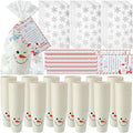 200 Sets Christmas Snowman Soup Kits for Classroom Coworker Gift 12 Oz Winter Snowman Paper Cups for Hot Cocoa Chocolate Marshmallow Soup Tags Clear Xmas Bags (Elegant)