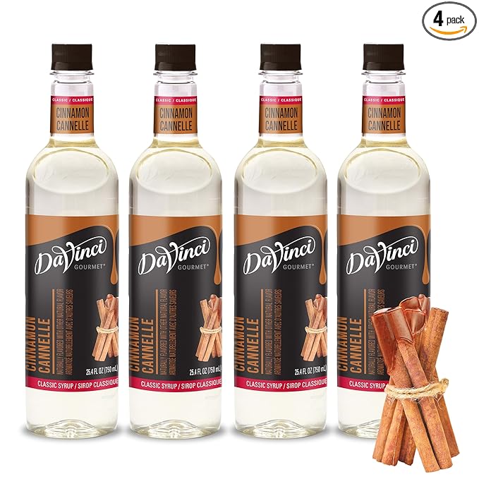 DaVinci Gourmet Classic Cinnamon Syrup, 25.4 Fluid Ounces (Pack of 4)