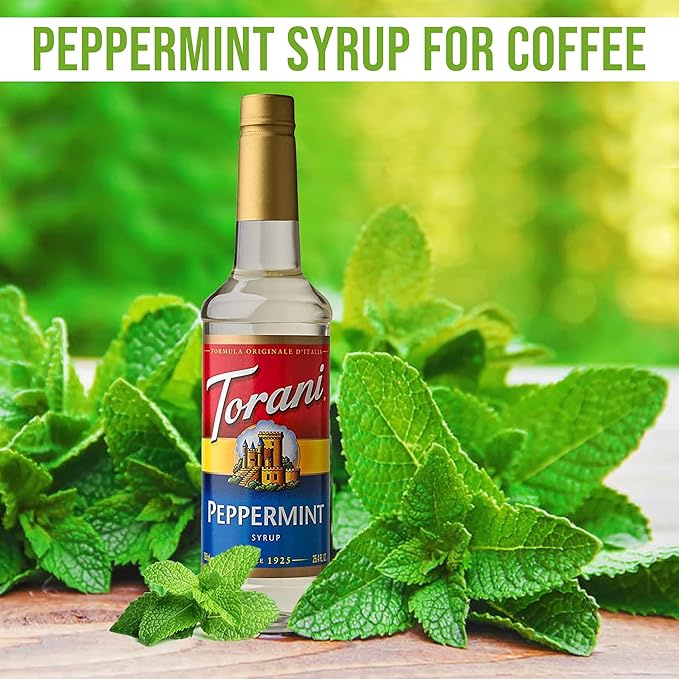 Jimoco® Syrup Pump Dispenser + Torani® Peppermint Syrup, 25.4 oz - Coffee Syrup Pump & Flavoring Bundle