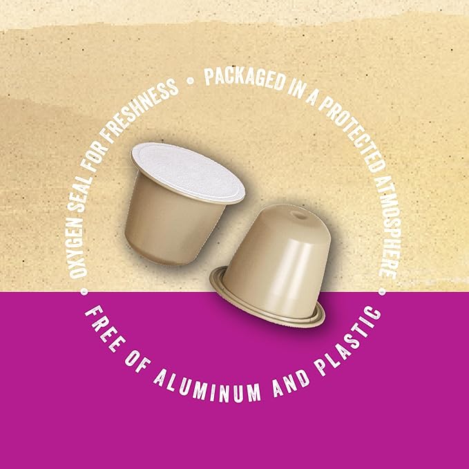 La Natura Lifestyle Beauty Coffee Pods - Crema Roast European-Style with Biotin, Zinc & Selenium for Hair, Skin & Nails Health - Compostable Nespresso Original Line Compatible Capsules - Pack of 60