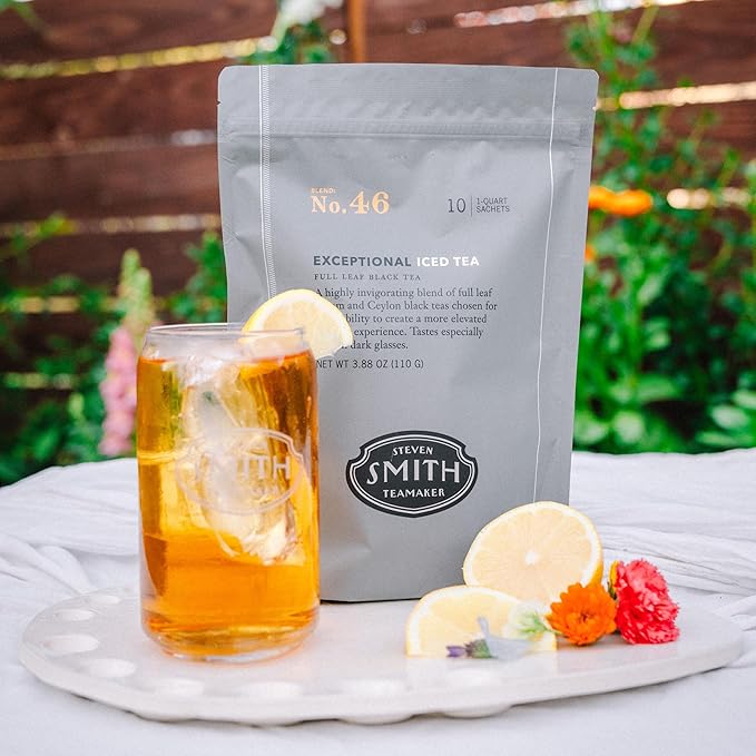 Steven Smith Teamaker Exceptional Iced Tea No. 46, Refreshing, Caffeinated, Sustainably Grown, Full Leaf Black Iced Tea, 10 Count, 1 Quart Sachets