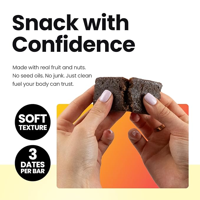 Bahamii Snack Bars, Made with Dates & Nuts, Healthy Snacks, Gluten Free, Good Source of Fiber, Only 7 Ingredients, For Kids & Adults, No Artificial Sweeteners, Dairy Free, 12 Pack, Honey Cinnamon
