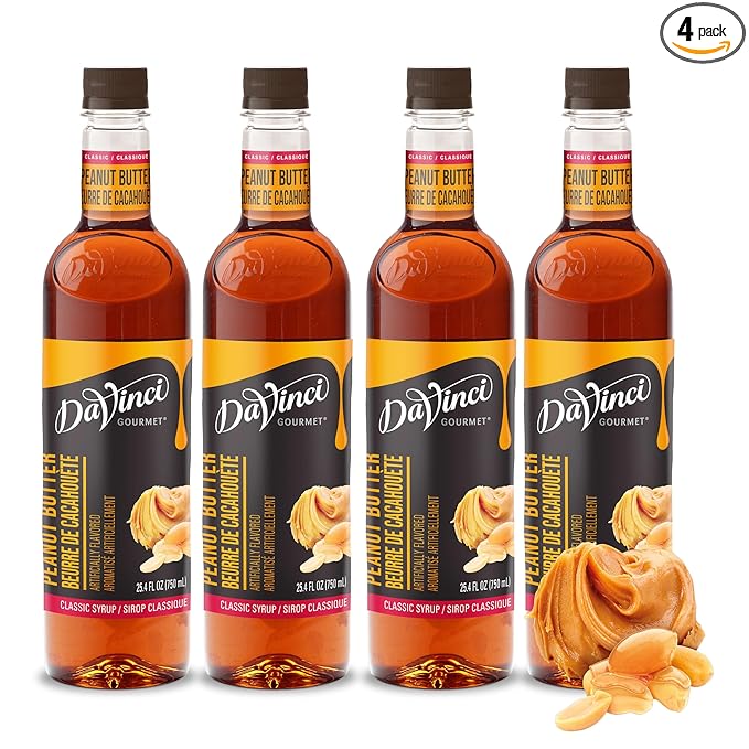 DaVinci Gourmet Classic Peanut Butter Syrup, 25.4 Fluid Ounces (Pack of 4)