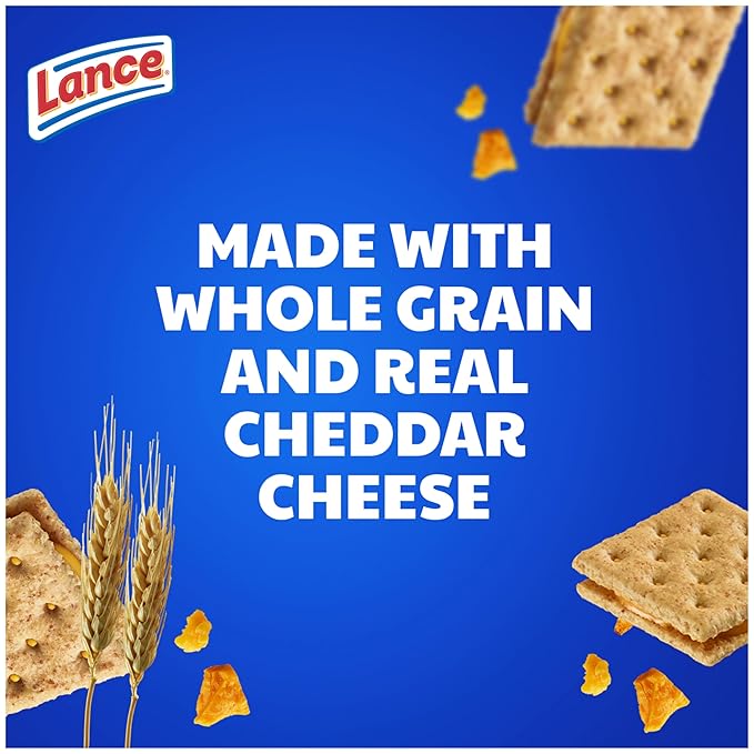 Lance Sandwich Crackers, Made with Whole Grain Crackers, Cheddar Cheese, 10 Packs, 6 Sandwiches Each