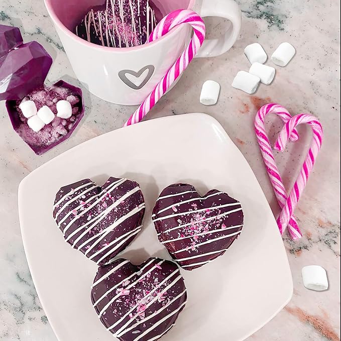 2 Pack Diamond Heart Silicone Mold, 8 Cavities & 6 Cavities Non-stick Easy Release Heart Shaped Silicone Mold Tray for Mousse Cake Dessert, Candy, Chocolate Mold