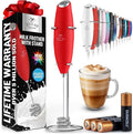 Zulay Kitchen Tornado Whisk Milk Frother with 4 AA Duracell Batteries - Triple Whisk for More Power - Handheld Coffee Frother with Stand - Drink Mixer for Lattes, Matcha & Protein Shakes