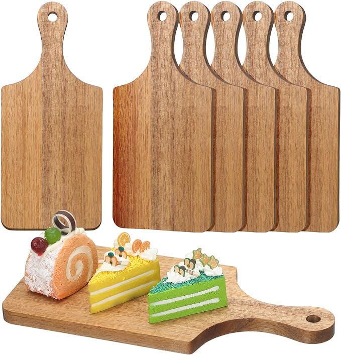 Lounsweer 6 Pcs Thicken Cutting Board Bulk Wood Board for Chopping Serving Charcuterie Material for Laser Engraving Mother' Day Wedding Housewarming Gift(Acacia)