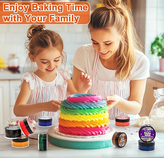 Food Coloring Powder - 24 Vibrant Colors Powder Food Coloring, Flavorless High Concentrated Food Dye for Icing, Cake Decorating, Baking, Cookies, Frosting, Slime - 2g/bottle