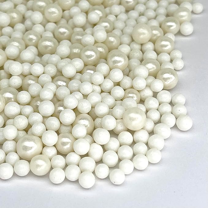 Manvscakes Sprinkles- Edible Cake and Cupcake Sprinkles with Assorted Shapes and Sizes for Parties, Metallic Sprinkle Mix for Cookies, Ice Cream, Cake and Cupcake Decorating, Silver white sprinkle