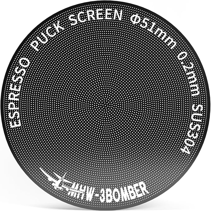 MHW-3BOMBER 51mm Espresso Puck Screen - 0.2mm Ultra Thin Espresso Puck - Metal Reusable Coffee Filter for Portafilter Basket 51mm - Puck Screen with Titanium Coating FG5640-OS