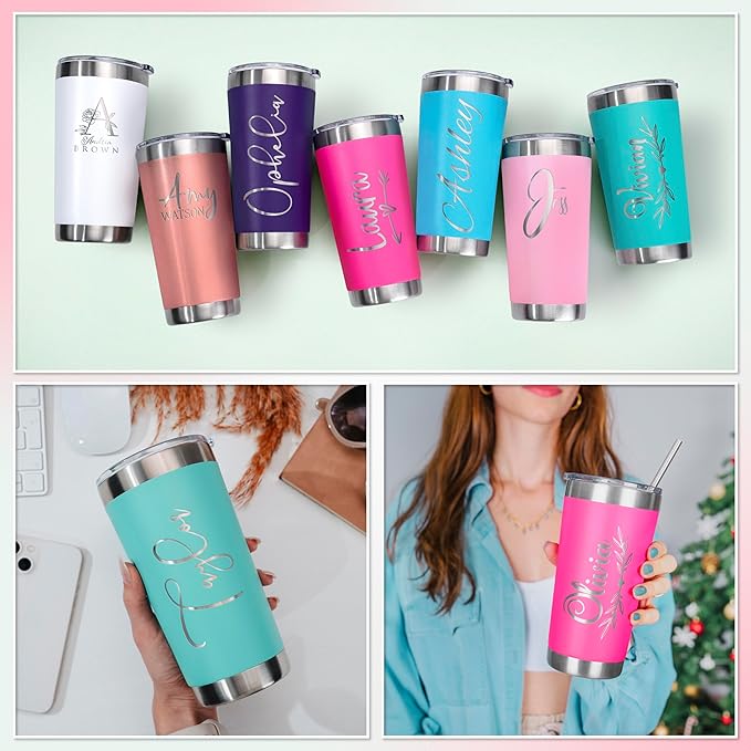 Be Burgundy Personalized Tumbler with Engraved Name - 12 Designs, 30 Oz Coffee Tumbler with Slider Lid, White, Double Wall Insulated - Gifts for Mom, Dad, Personalized Gift for Him, Her