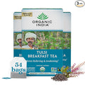 ORGANIC INDIA Tulsi Breakfast Herbal Tea - Black Tea, Holy Basil, Relieve Stress & Energize, USDA Organic, Non-GMO, Caffeinated - 18 Bags, 3 Pack