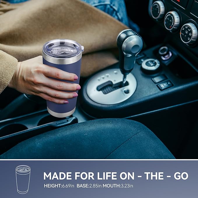20 oz Tumbler Stainless Steel Tumblers Bulk with Lid Double Wall Insulated Coffee Tumbler Cups for Hot & Cold Drinks Powder Coated Travel Coffee Tumbler Mug Metal (Navy Blue, 12 pack)