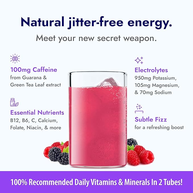 Zipfizz Daily Energy Drink Powder, Berry, 20 Pack | 3-in-1 Sustained Energy, Rapid Hydration, and Essential Vitamins | Sugar-Free | Electrolyte Powder | Contains Vitamin B-12 & Antioxidants