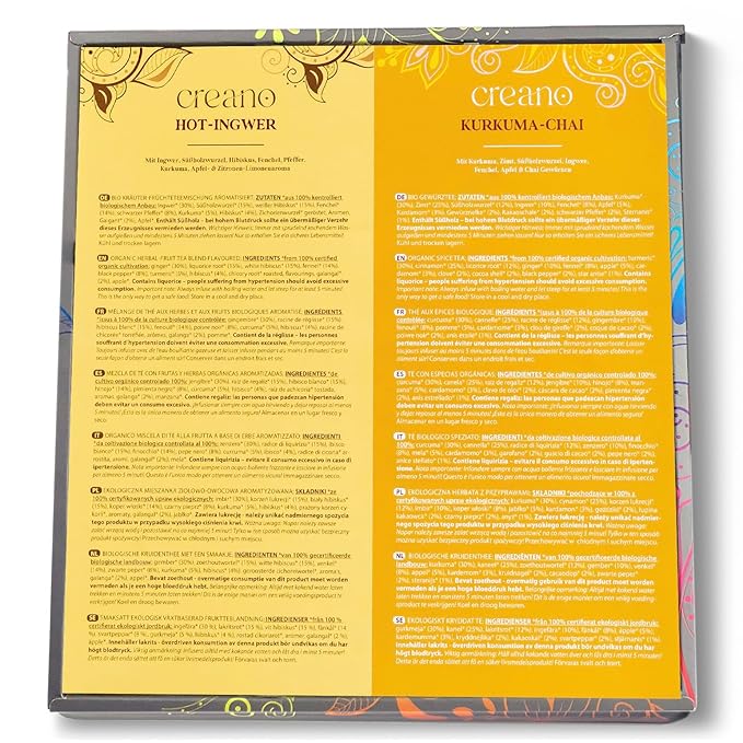 Creano Organic Herbal Tea Sampler Gift Set - Tea Gift Box - 27 Organic Tea Bags in 9 Different Varieties 54 g