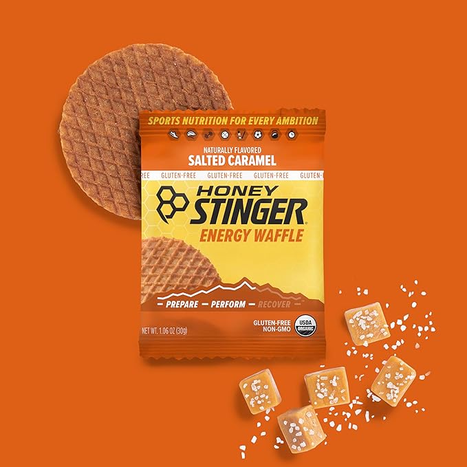 Honey Stinger Organic & Gluten Free Energy Waffle Variety Pack, 12 Salted Caramel and 6 Cookies & Cream Waffles, Nutritious Stroopwafel Snack for Exercise, Endurance and Performance