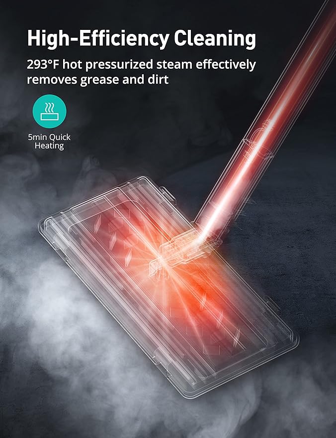 Steam Cleaner, 293°F 58 PSI Powerful Multipurpose Handheld Steam Mop for Home Use, 21 Attachments, 50Oz Capacity, Heavy Duty Steamer for Carpets, Floors, Cars, Tiles, Crack Cleaning, Grey