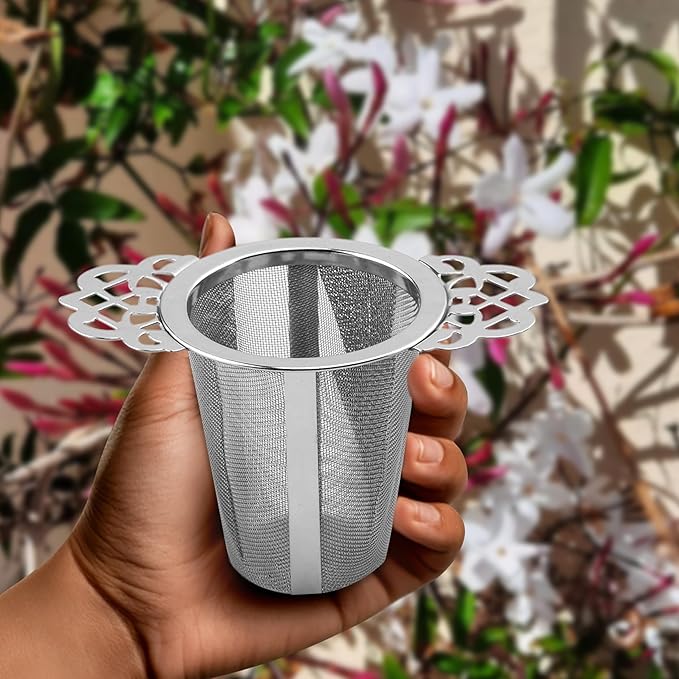Set of 2 Tea Infusers for Loose Leaf – SUS 304 Stainless Steel Fine Mesh Basket with Flower-Shaped Handles, Reusable & Heat-Resistant, Ideal for Cups & Teapots