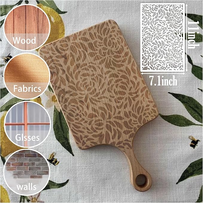 8 Pieces Stencils for Painting Reusable Corals Flowers Leaves Stencils Template Spray Paint Crafts Stencil for DIY Wood Wall Canvas Floor Furniture Crafts