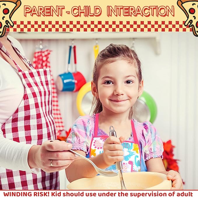 KAEGREEL Kids Baking Set 26Pcs with Dinosaur Apron & Hat Cooking Chef Dress Up Role Play Toys, Kitchen Toys Pretend Play Gifts for Girls Boys Aged 3 4 5 6 8 Years Old