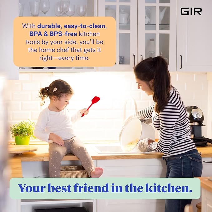 GIR: Get It Right Silicone Cooking Spatula Turner - 11-Inch Red - One-Piece Seamless Design - Nonstick Heat-Resistant Silicone - Baking Spatula & Flipper Tool