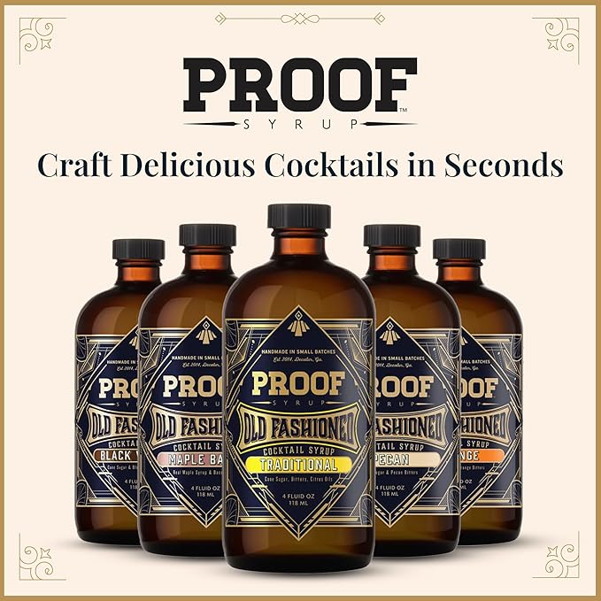Proof Syrup - Old Fashioned Cocktail Mix - Made with Real Bitters & Cane Sugar - Black Walnut - Fast, Easy, Delicious, Handcrafted Cocktail Syrup - 4oz