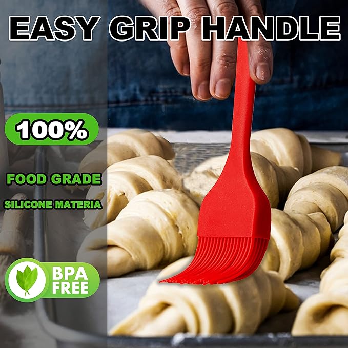 Anaeat High Heat Resistant Silicone Basting Pastry Brush Set of 5- Hygienic One-Pieces Design Spread Oil Butter for BBQ Grill Barbecue Baking Kitchen Cooking - BPA Free & Dishwasher Safe (10"+8.2")