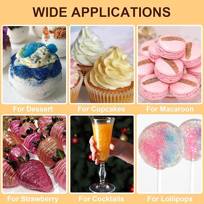 Gold Edible Glitter - 15g Food Grade Luster Dust Powder, Cake Decorating Sprinkle Glimmery Dust for Drinks, Wine, Fondant, Chocolate, Candy, Cookie, Vegan