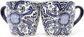 Encantada Handmade Hand-Painted Authentic Mexican Pottery Mugs (Cobalt Blue Flower X2)